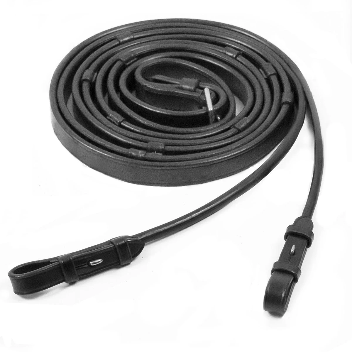 Schockemohle Rolled Leather Reins With Stops - Hook & Stud - Image 2